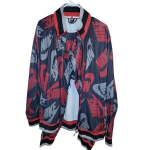 Mens Nike Black, Red & Gray All-Over Logo Track Jacket And Pants Size XL
